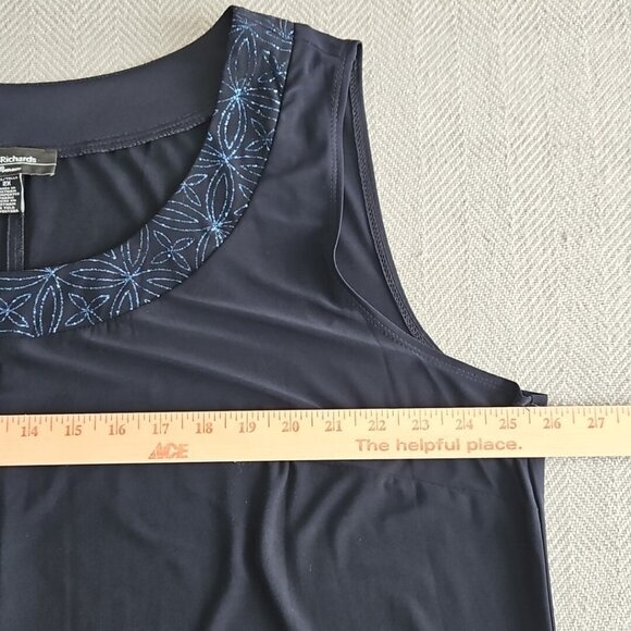 R&M Richards Woman 2 Piece Dress Suit Navy with Blue Embellishments Quiet Luxury - Picture 9 of 16